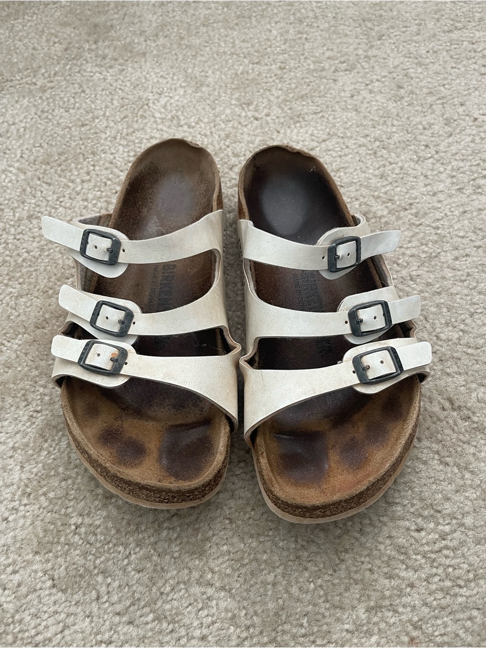 Birkenstock Florida Graceful Pearl White Sandals Size 8.5